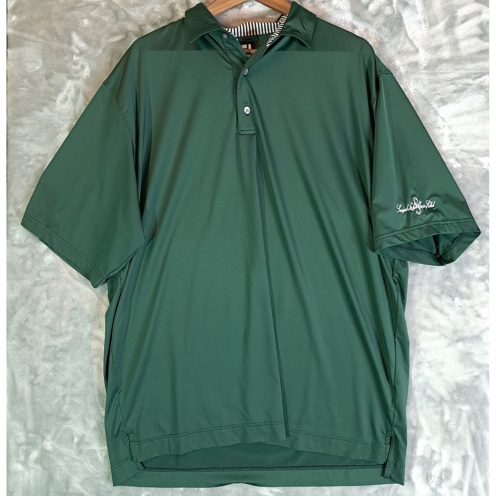 Foot Joy Mens Golf Polo Performance Shirt Green Embroidered Saugahatchee XXL